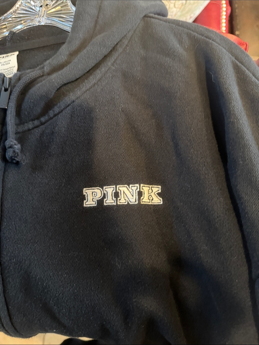 PINK Victoria's Secret Black Zip-Up Hoodie - Picture 3 of 7